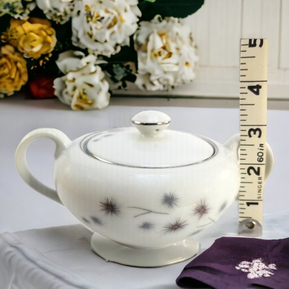 Creative Platinum Starburst Sugar Bowl M.C.M Vintage Tableware Made In Japan - Picture 6 of 11